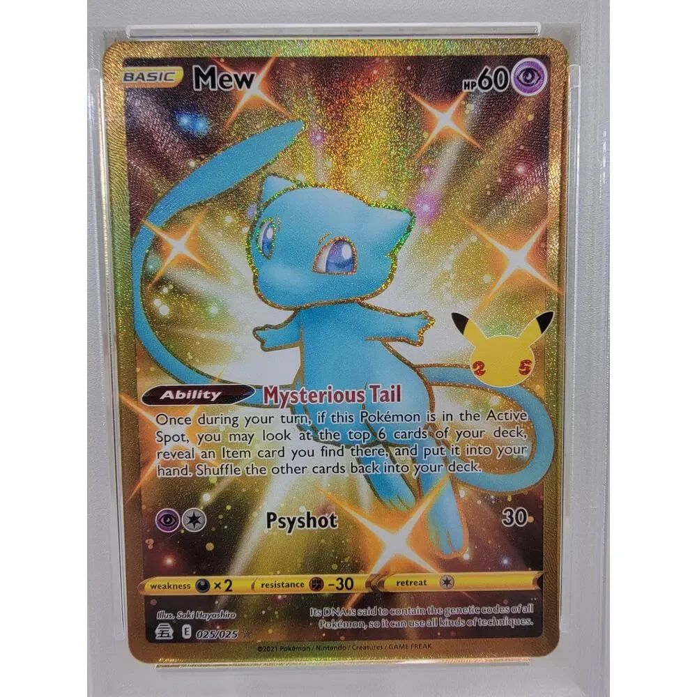 Mew 025/025 Gold Full Art Celebrations 25th Anniversary Pokemon Card PSA 9